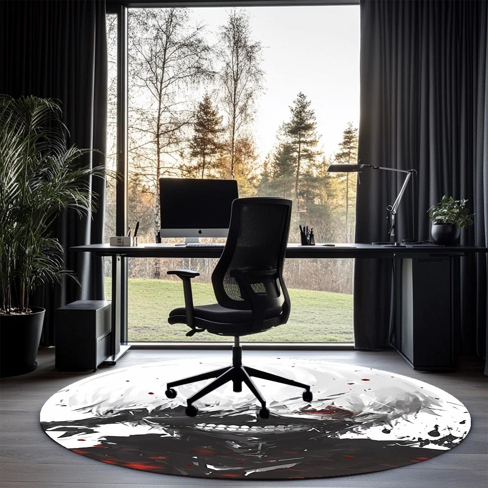 Tokyo Ghoul Printed Round Rug Carpet Chair Rug Area Rug Entryway Doormats,for Office Chair Living Room Bedroom Kitchen Room.