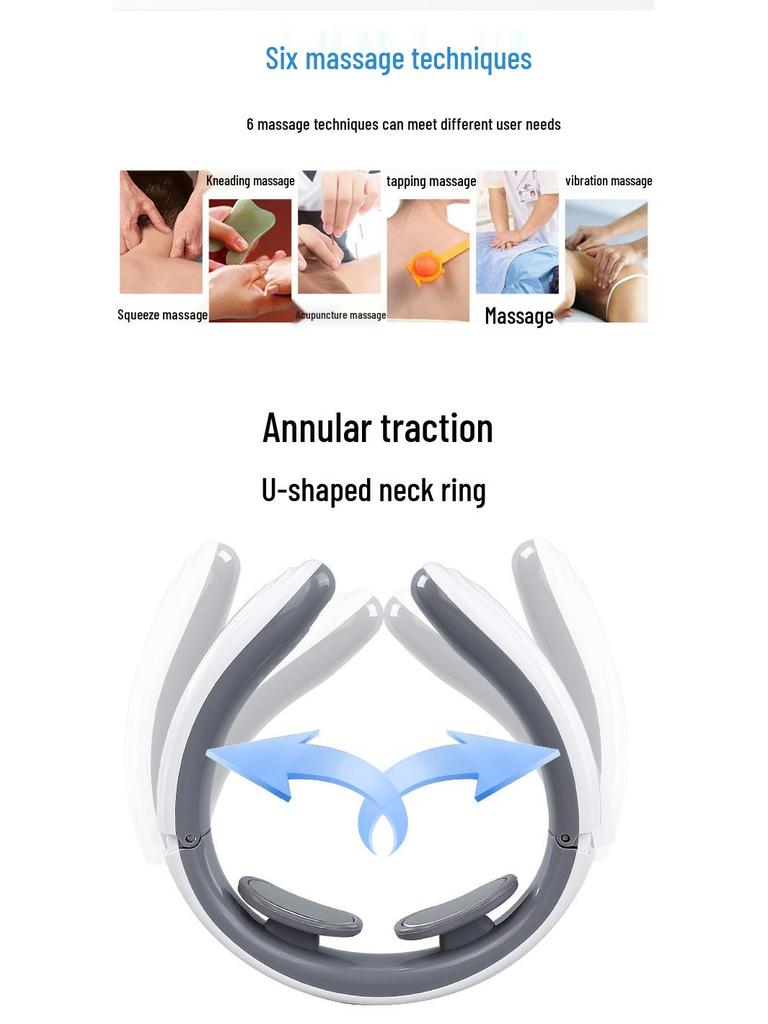 Многофункциональный 4-головочный массажер с подогревом для шеи и шейного отдела позвоночника