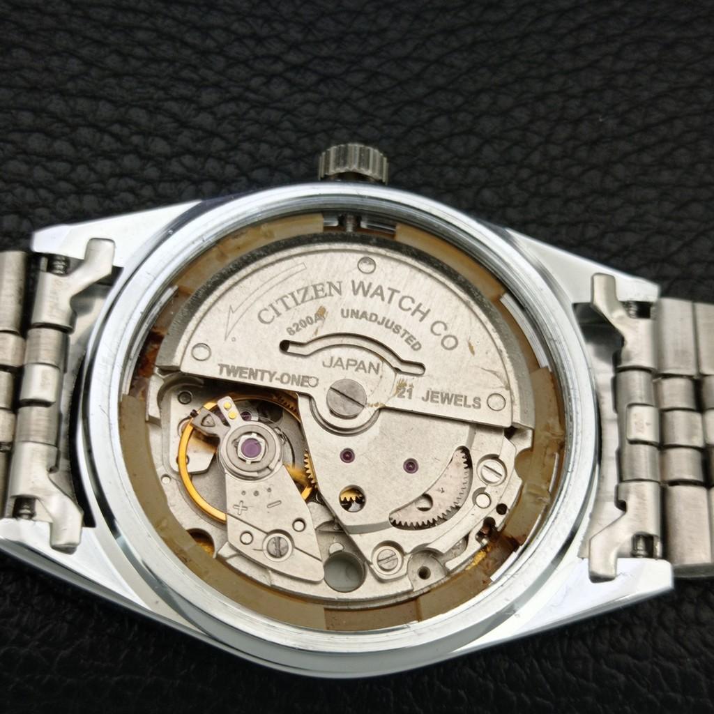 ВИНТАЖНЫЕ ВОССТАНОВЛЕННЫЕ АВТОМАТИЧЕСКИЕ МУЖСКИЕ ЧАСЫ CITIZEN 8200 ЯПОНИЯ ЧЕРНЫЙ ЦИФЕРБЛАТ a446829-1