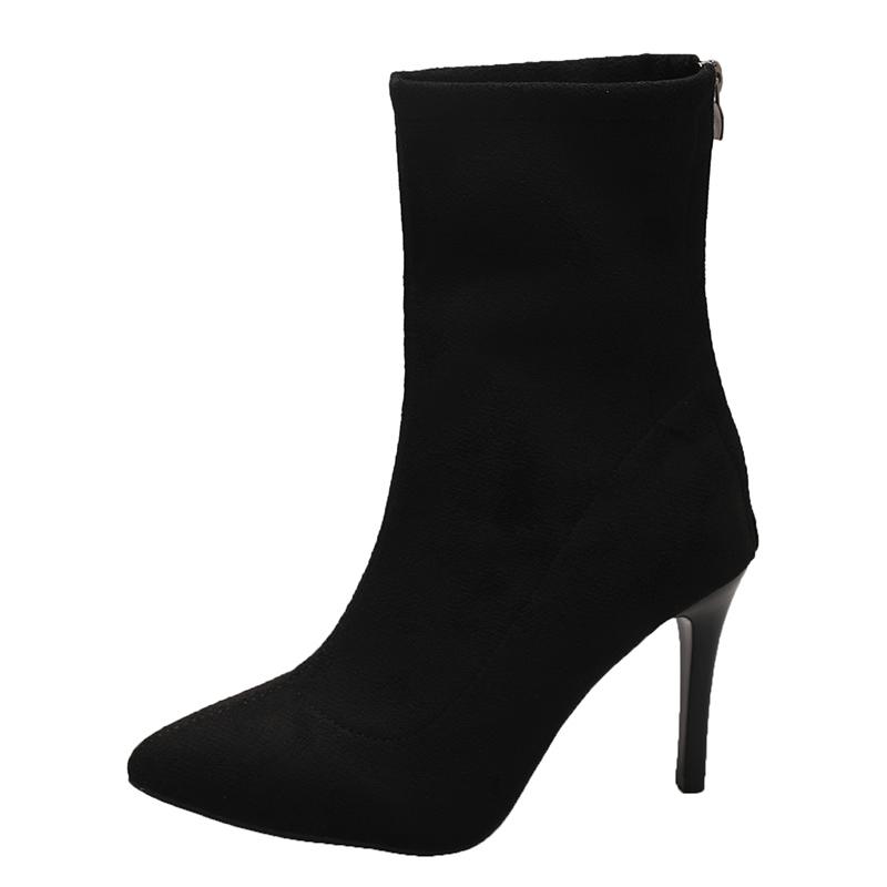 Модные сексуальные замшевые женские ботинки челси на высоком каблуке, туфли до середины голени с острым носком, модные новые готические ботинки-лодочки, зимняя трендовая женская обувь 2024 года