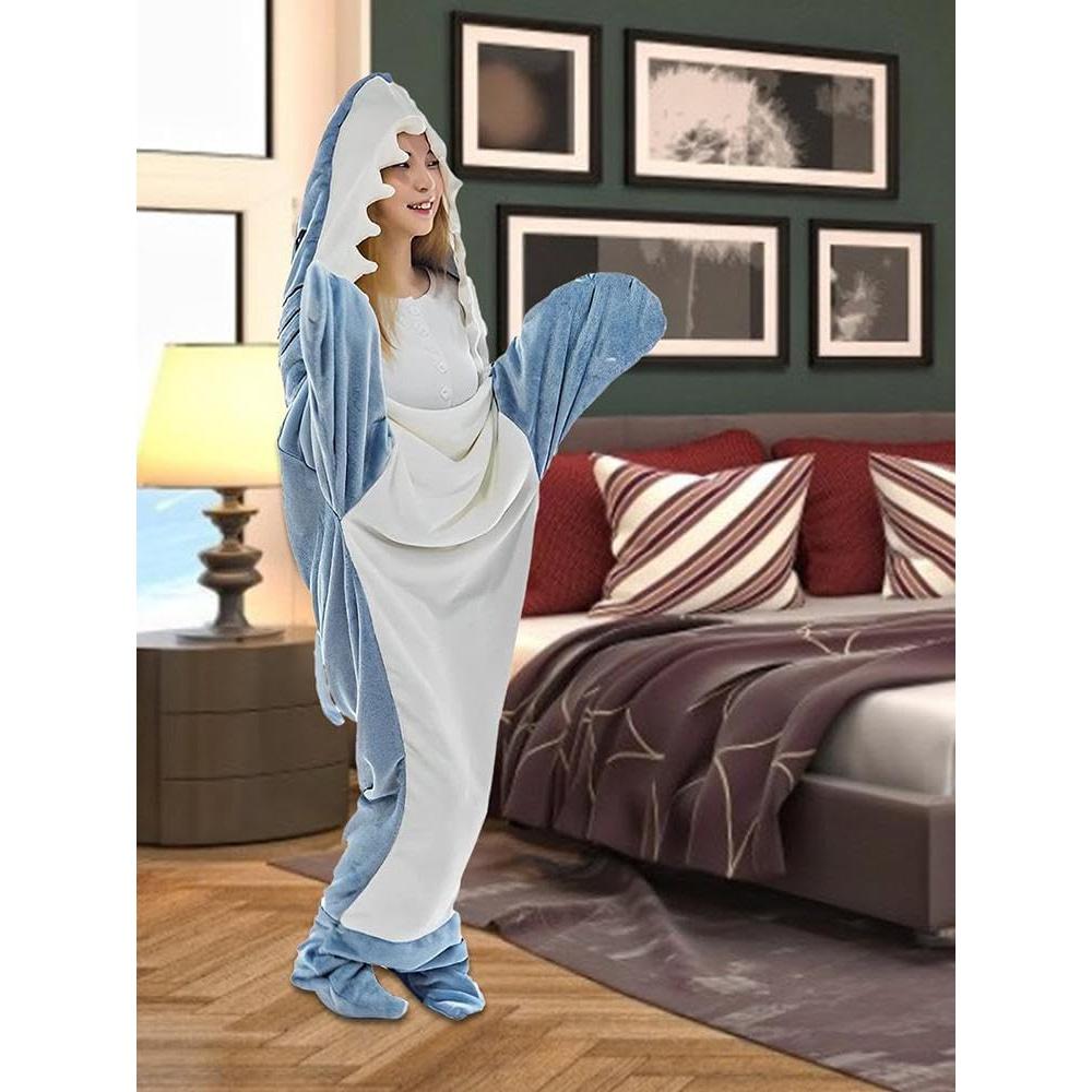 Одеяло с акулой для взрослых, которое можно надеть, спальный мешок, супермягкий диван, приятное одеяло, портативное одеяло с акулой, толстовка, костюм с одеялом для взрослых