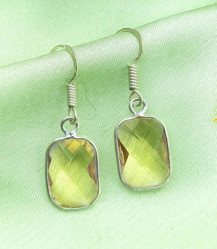 Желтый топаз драгоценный камень стерлингового серебра 925 пробы крючок женские серьги ювелирные изделия WHE-E34