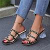 Large Size Sandals Summer Crystal Heel with Skirt Slippers Women's Summer Outer Wear Rivet Sandals Women's Middle Heel