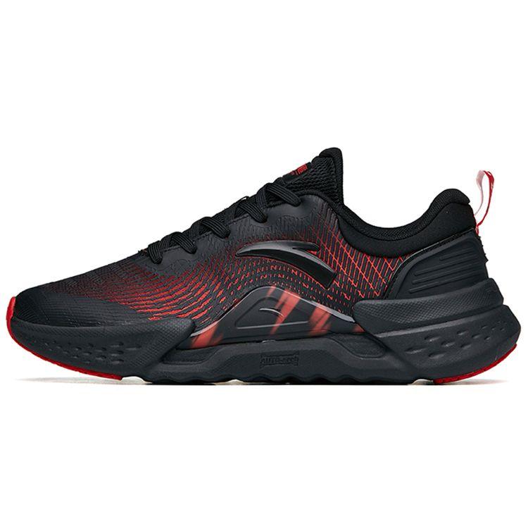 Anta Comfortable Shock Absorbing Non-Slip Wear-Resistant Breathable Lightweight Low-Top Training Shoes Men Sneaker Black Red 112217785-8