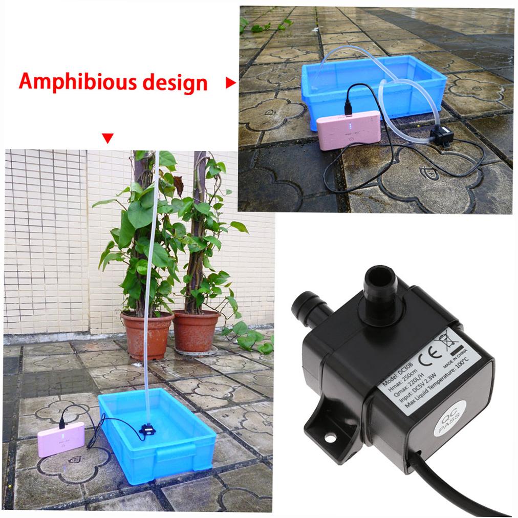 Decdl -quiet USB 5V 2.3W Brushless Water Oil Pump Waterproof Submersible Fountain Aquarium Circulating 220L/H Lift 250cm