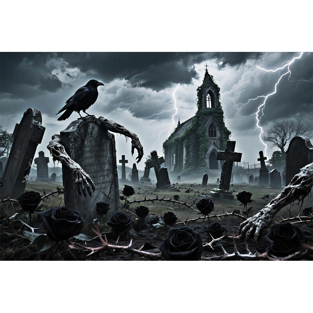 Horror Haunted House Tapestry Photography Background Halloween Vampire Scary Ghost Photo Studio Portrait Decor Backdrop