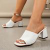 Ladies Shoes Open Toe Women's Slippers Plus Size Dress Slippers Women Square Toe Mesh High Chunky Heels Modern Sandals