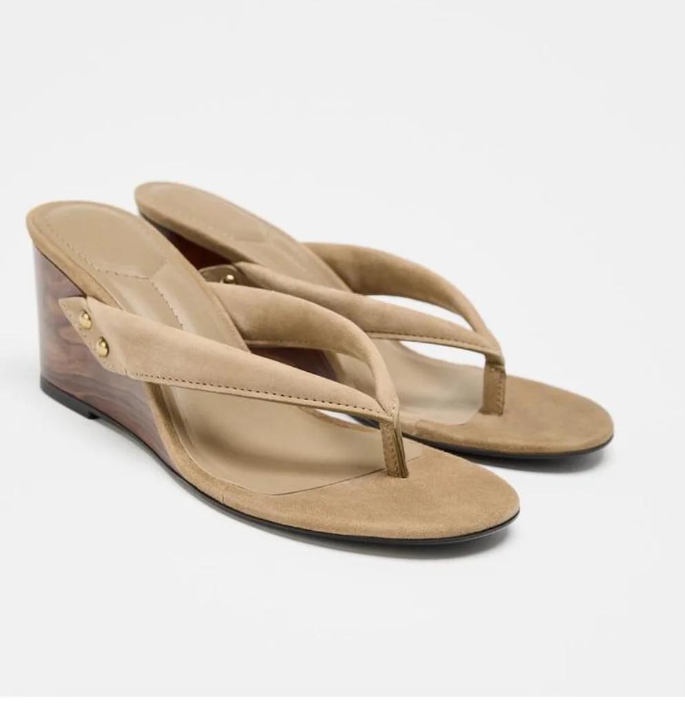 Модные женские шлепанцы с круглым носком-клипсой, на тонком низком каблуке, для улицы, повседневные, сандалии на танкетке, новинка лета 2025, пляжные шлепанцы, женская обувь