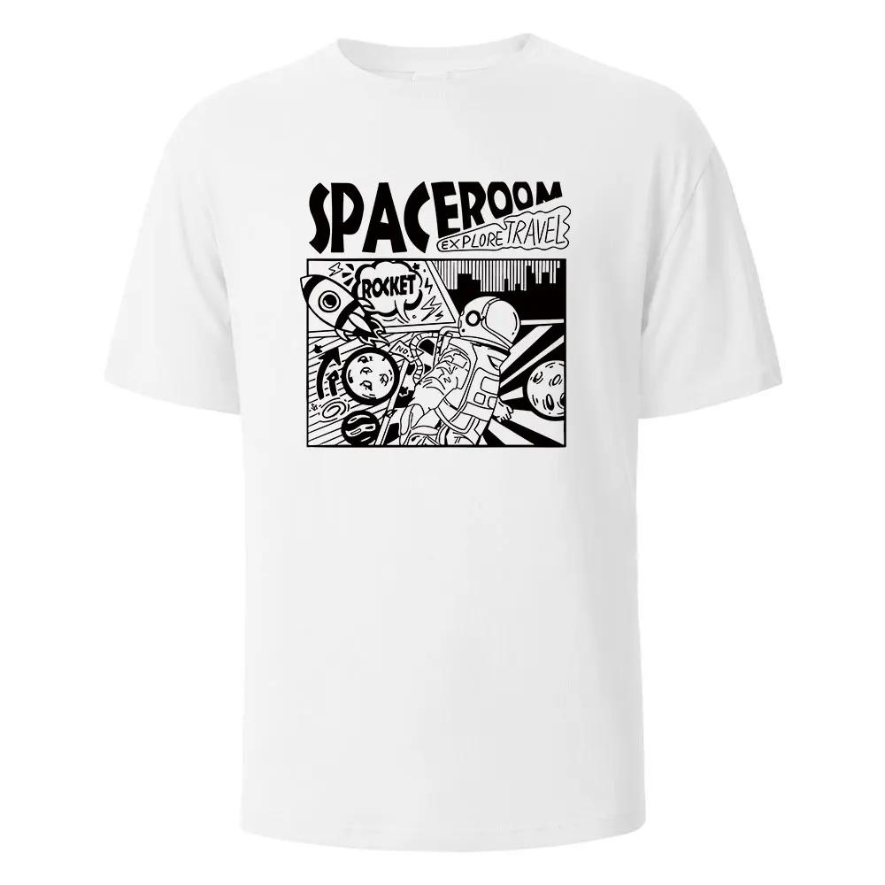 Мужская футболка с принтом Spaceroom Funny 100% хлопок оверсайз с коротким рукавом футболки для мужчин женщин летняя мода повседневные топы с круглым вырезом