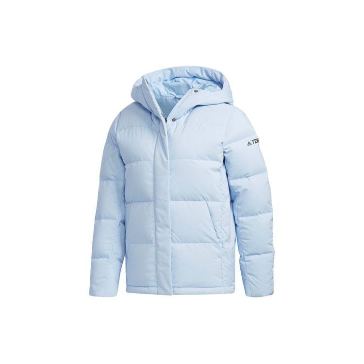 Adidas Outdoor Warm Hooded Down Jacket Women Jackets Bright-Blue FJ9232