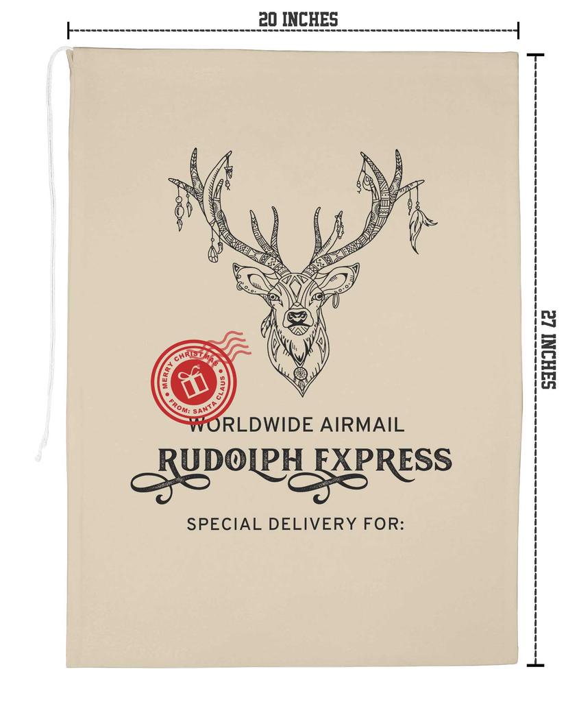 Printtoo Упаковка из 2 специальных рождественских мешков с завязками, очень большого размера, для многоразового хранения рождественских подарков, 27x20 дюймов