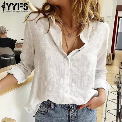 Женская мода, повседневные весенне-осенние однотонные рубашки-поло с длинным рукавом и принтом, блузки и рубашки