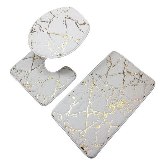 Нескользящий 3 шт./компл. ковер для унитаза, быстросохнущий полиэстер, мрамор, крышка для унитаза, коврик для ванной комнаты