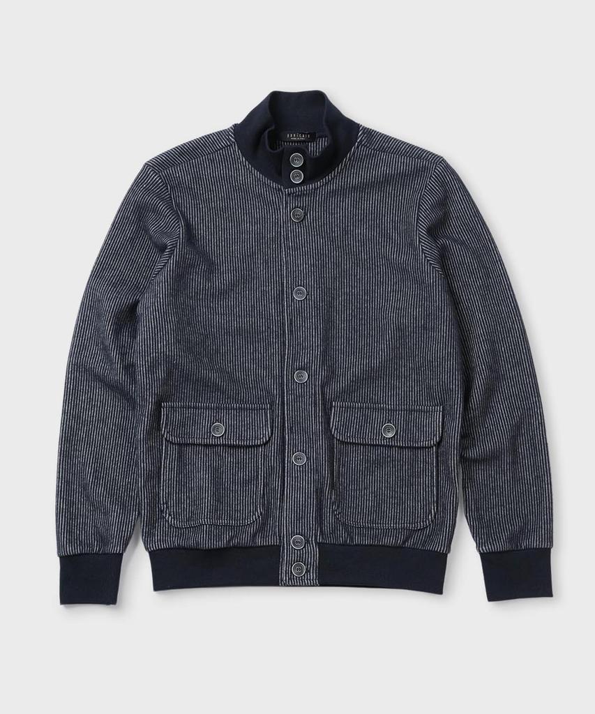 Panicale Textured Cotton Button Bomber Jacket [Navy]