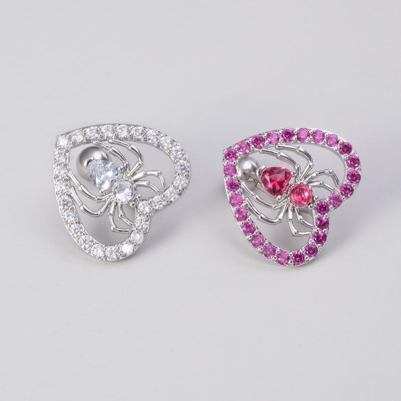 Кольцо в виде паука в форме сердца для пирсинга пупка, перевернутая изогнутая планка, украшения для тела