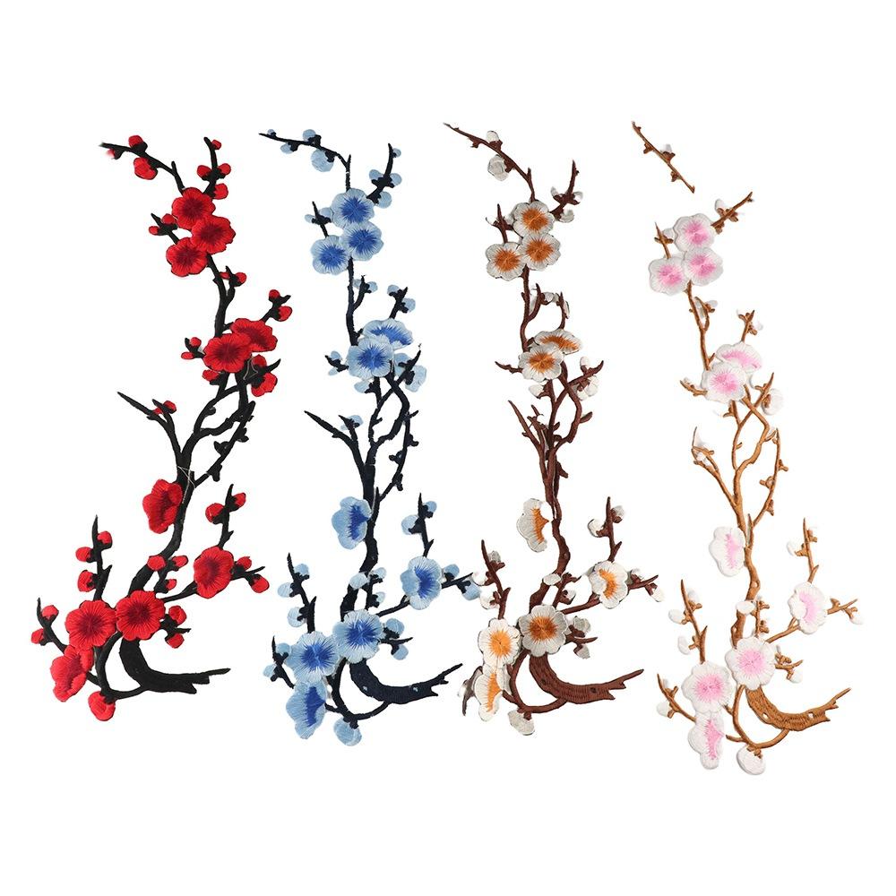 Вышитая аппликация «Цветок сливы» самоклеящаяся наклейка на одежду тканевые нашивки украшение на сумку