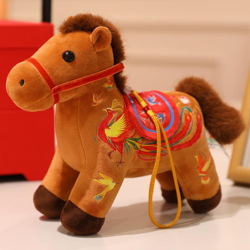 Horse mascot doll Folk style pony pendant Plush toy Zodiac horse doll Ragdoll