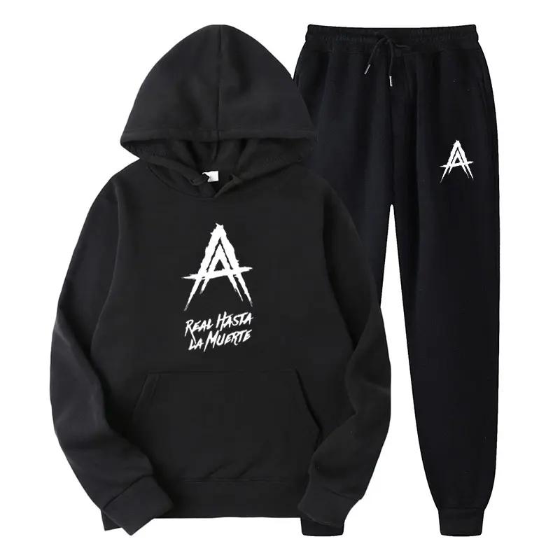 Мужской спортивный костюм Anuel AA Album Real Hasta La Muerte, повседневный комплект из 2 предметов, толстовка, спортивные штаны с капюшоном, комплект верхней одежды, женская одежда