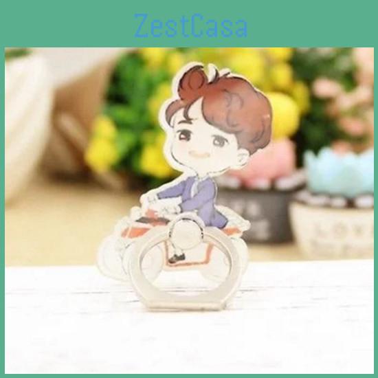 Cartoon Bts Mobile Phone Stand Holder Jimin Suga Finger Ring Grip 360 Degrees
