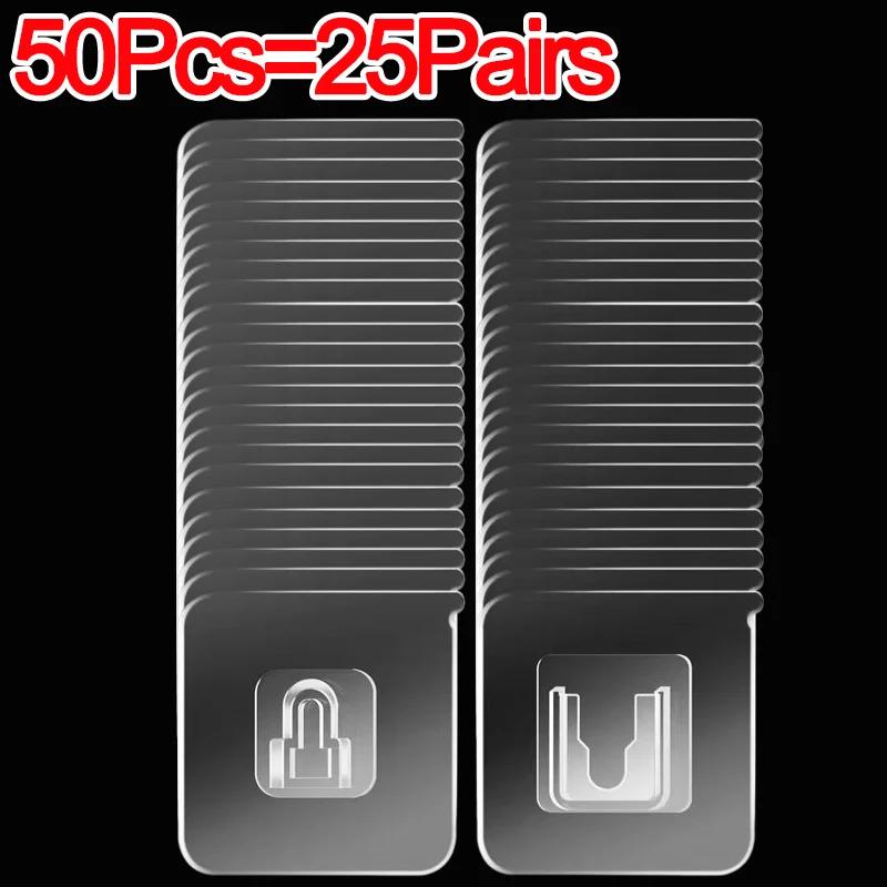 Оптовая продажа двухсторонних самоклеящихся настенных крючков, прозрачных бесследных настенных крючков для кухни, ванной комнаты, держателей для присосок для вилок