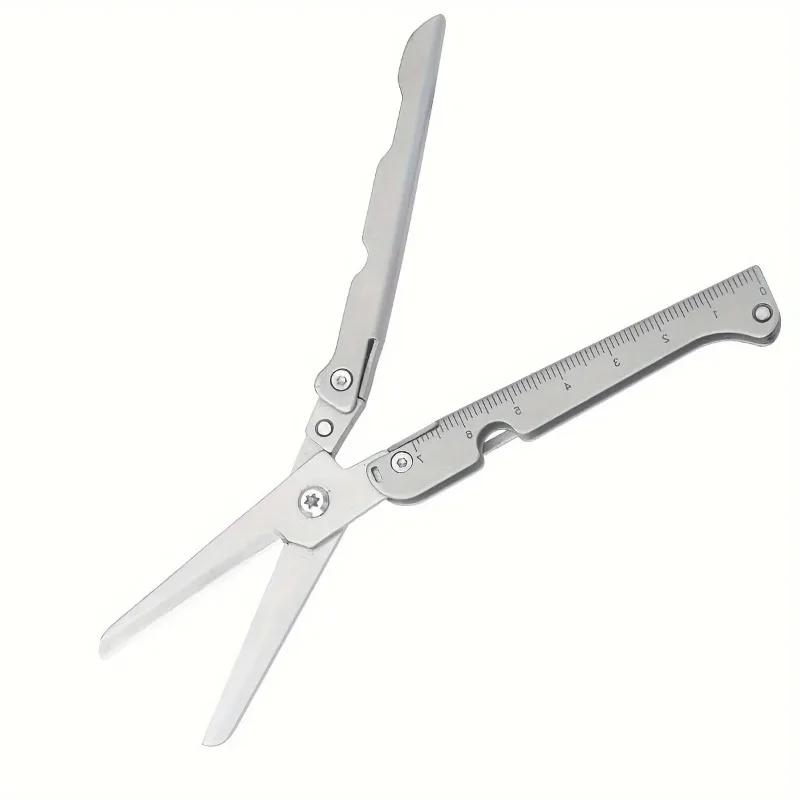 Portable Foldable Stainless Steel Multi-Functional Outdoor Scissors - Compact Camping Hunting Fishing Tool, Durable Versatile