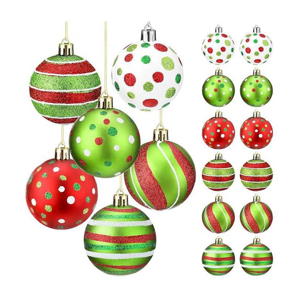 Блестящие красные и зеленые пластиковые шары, рождественские елочные украшения для украшения дома на Рождество, для радостного оформления елки
