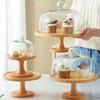 Transparent Wooden Cake Stand Glass Cover Cake Display Stand Cheese Stand Butter Box Afternoon Tea