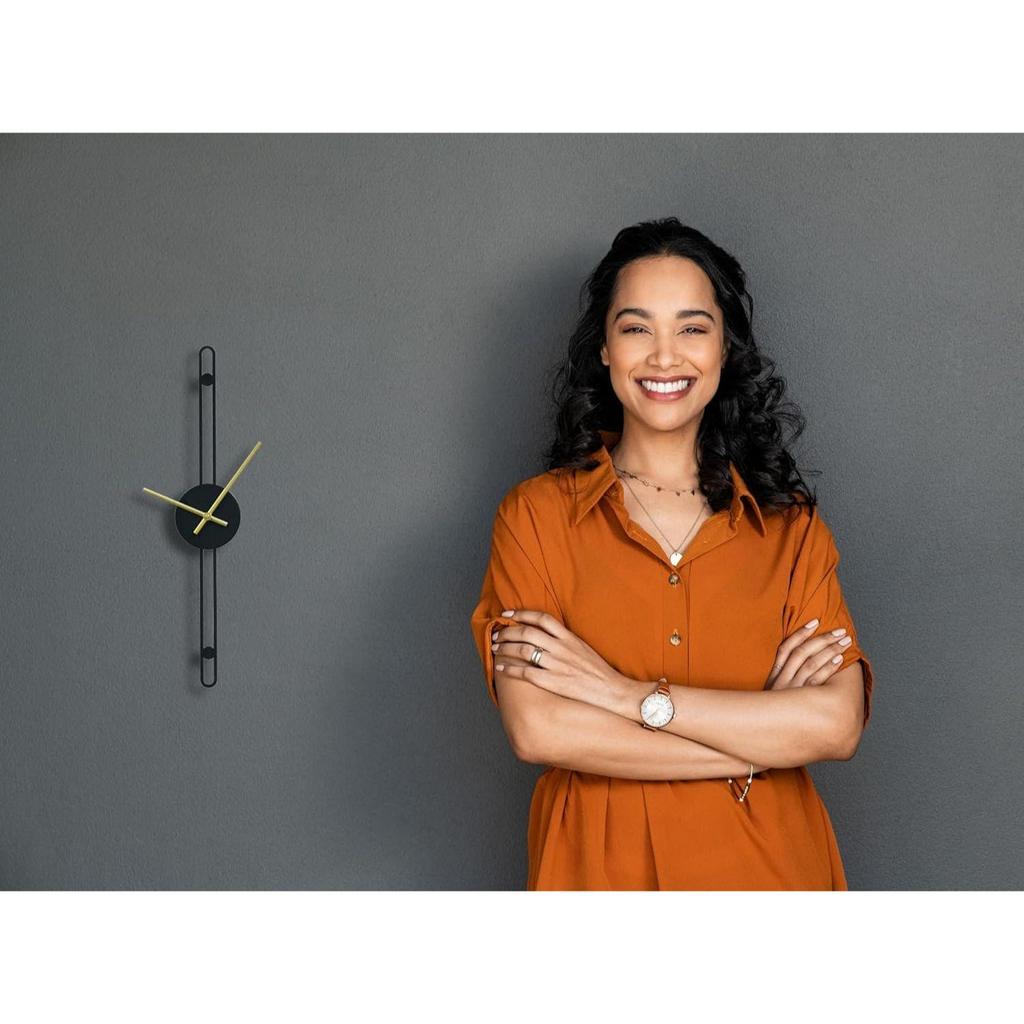 Nordic Minimalist Gold Needle Metallic Wall Clock for Home, Office, Bedroom & Kitchen|Big Size Stylish Latest Home Décor | Black Color