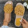 Women's Floral Tassel Slide Sandals Open Toe Flat Heel Fabric Upper  Summer Beach Travel Shoes with Ankle Strap Elegant Round Toe Strappy Sandals