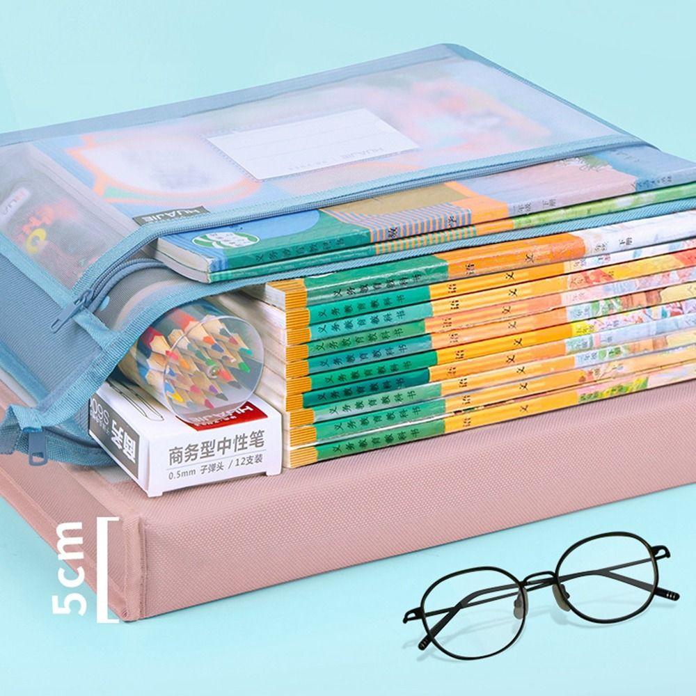 Прозрачная сетчатая сумка на молнии, сумка для хранения данных большой емкости, школьные канцелярские принадлежности