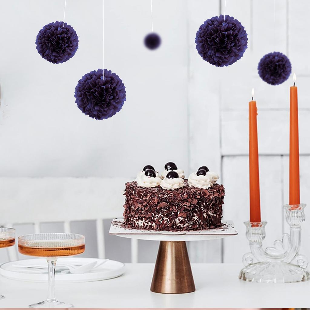 7,8-дюймовый фиолетовый бумажный помпон для вечеринки по случаю дня рождения, бумажные подвески в виде цветочных шаров