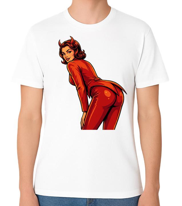 Sexy Devil Girl Pinup Unisex Graphic T-Shirt Retro Adult Art Tee