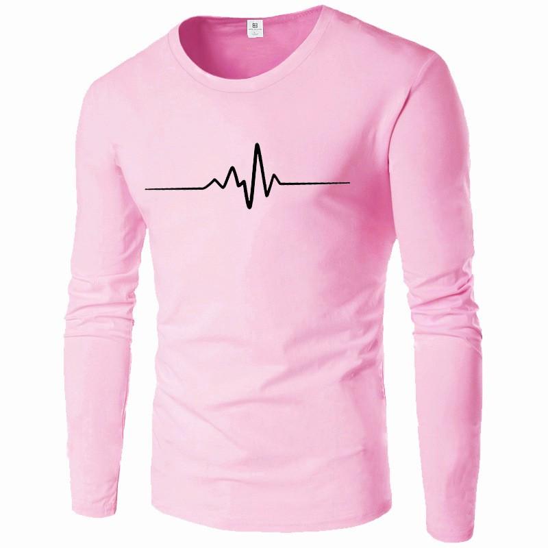 Men's Print T shirt Long Sleeve Sweatshirt Round Neck Inner Thin Base Layer Top For Spring And Autumn Male Clothing