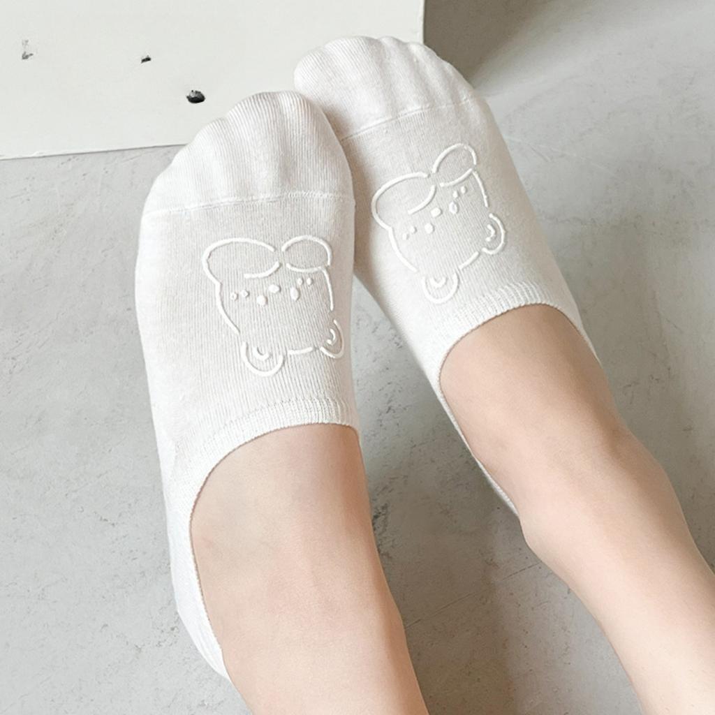 Носки-лодочки с рисунком медвежонка, женские тонкие нескользящие силиконовые носки с невидимой пяткой, женские летние простые короткие носки с неглубоким носком
