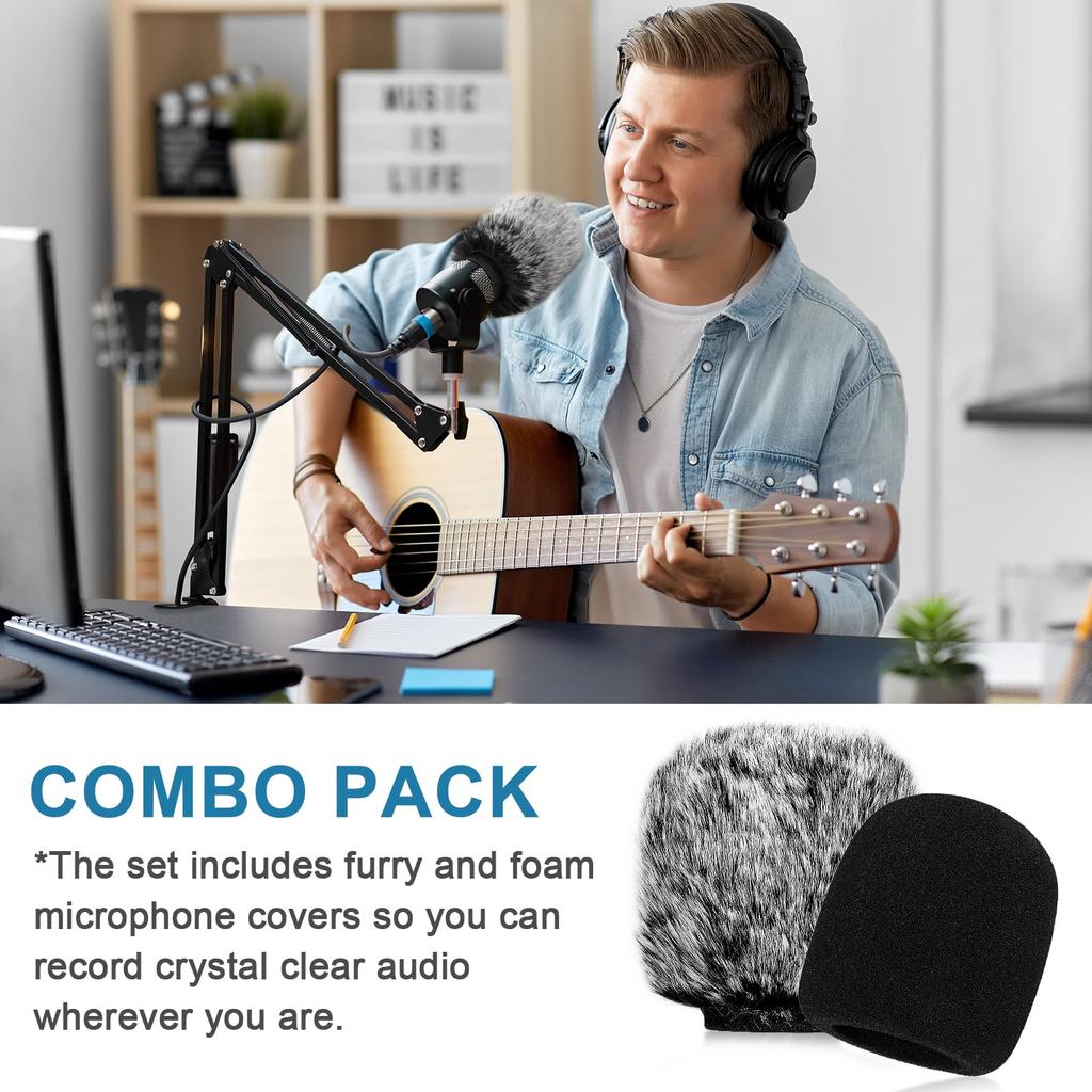 ChromLives Покрытие для микрофона Blue Yeti Yeti Pro, поролоновая ветрозащита, меховая, набор из 2 шт.