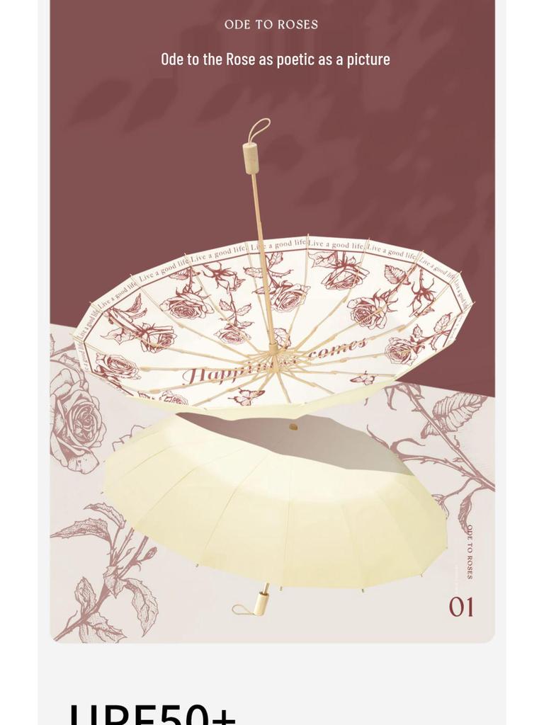 Очень большой зонт с 16 спицами, ветрозащитный, с защитой от УФ-лучей - двойного назначения для солнца и дождя