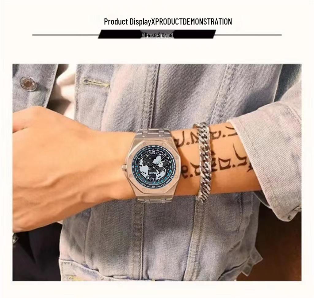 Автоматические светящиеся мужские часы-скелетоны, вдохновленные Землей, с календарем и водонепроницаемым дизайном