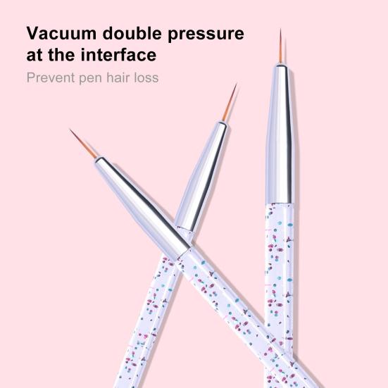 3Pcs/Set Nail Painting Pen Colorful Surface Ergonomics Handle Ultra Thin Flower Design Stripes Lines Liner DIY Drawing Pen for Manicure