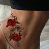 Red Temporary Rose Flower Arm & Leg Tattoo Stickers, Stripper Chest & Thigh Design, Waterproof, Perfect For Women