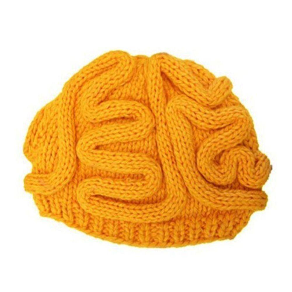 Warm Brain Pullover Cap Creative Funny Brain Beanie Stretchy Knitted Brain Hat Outdoor