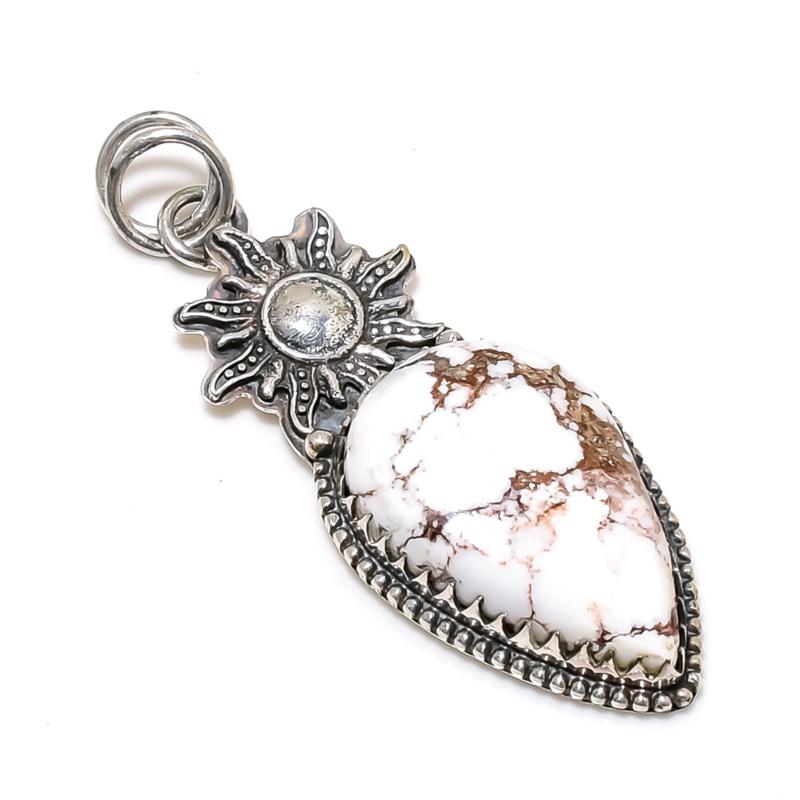 Натуральный камень Яшма Дикая Лошадь Подвеска из стерлингового серебра 925 пробы - Дизайн ручной работы, Ювелирные украшения для повседневной носки, Уникальная подвеска с яшмой Дикая Лошадь в подарок