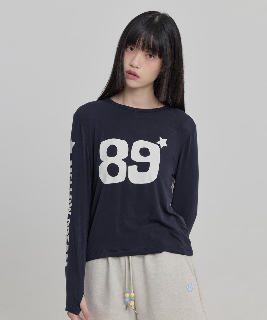 WAIKEI Mellow Dream Tencel Long Sleeve T-Shirt Navy