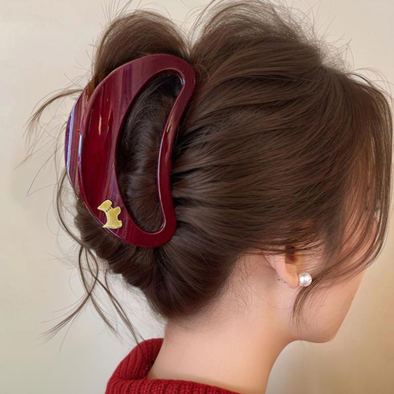 1 шт. Модный французский милый темперамент акриловый большой зажим-акула, полый овальный зажим для волос для женщин, универсальный аксессуар для волос для повседневной носки