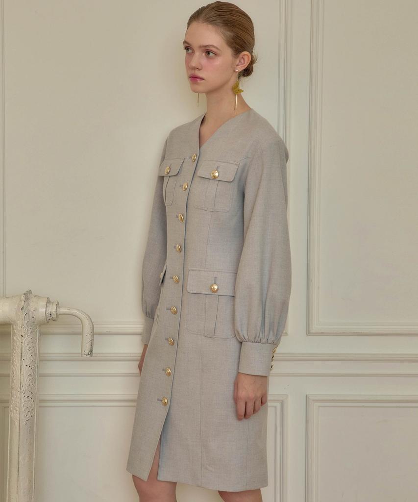 Julie And Kara 24 Fw Collar 94 Etoile Balloon Dress Gray