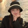 Autumn Winter French Bow Bucket Hat Women Sweet Felt Hat With Folded Shape