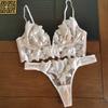 Французский кружевной комплект с бюстгальтером с цветочной вышивкой, сексуальный бюстгальтер пуш-ап с глубоким V-образным вырезом, женское ультратонкое нижнее белье со стрингами, комплект дышащего нижнего белья