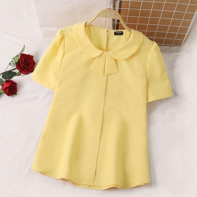 VONDA Женская повседневная свободная блузка с круглым вырезом и коротким рукавом