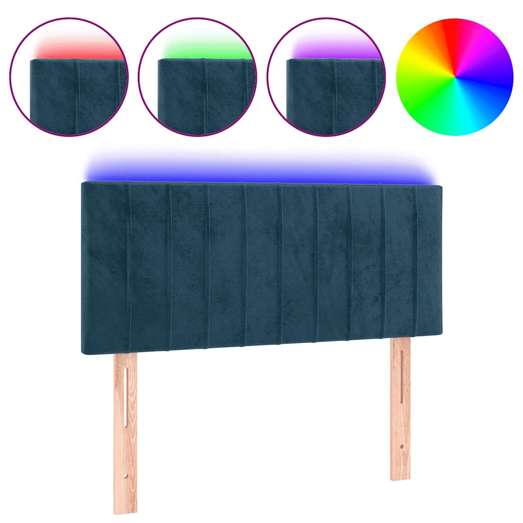LED Headboard Dark Blue 80x5x78 88 cm Velvet