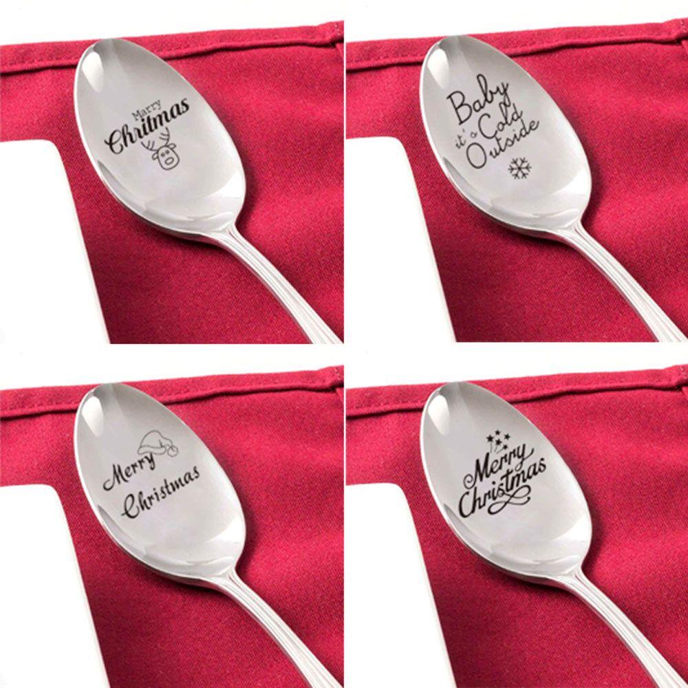 Steel Tableware Valentine's Day Anniversary Teaspoon Christmas Spoon Coffee Spoons Engraved Spoon