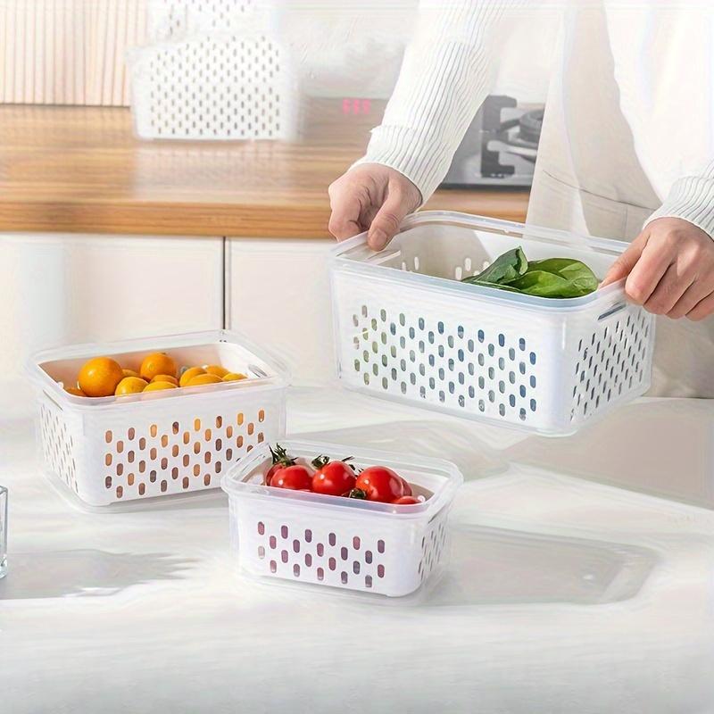 Кухонная крышка Холодильник Замороженные свежие продукты Герметичный ящик для сохранения свежести Фрукты и овощи Сливной пластиковый ящик для хранения